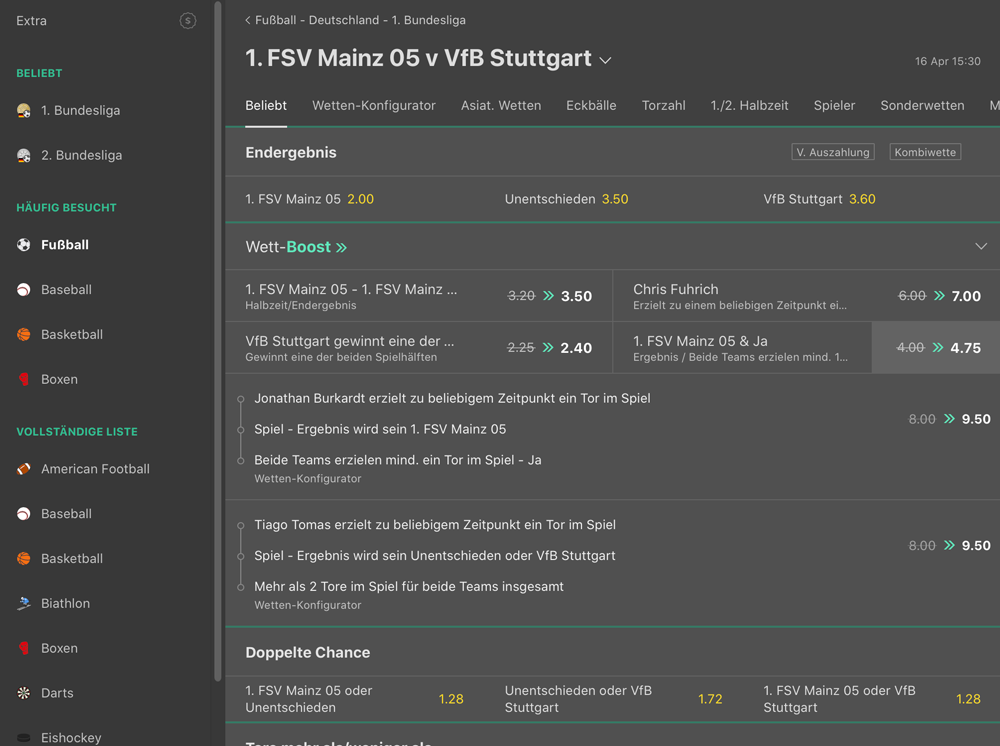 bet365 wettboosts bundesliga