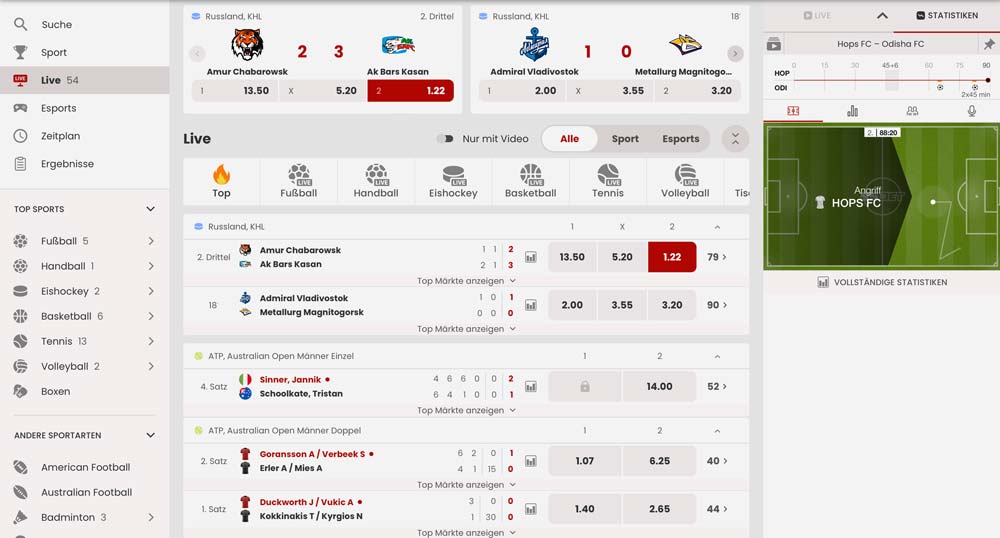 55bet livewetten